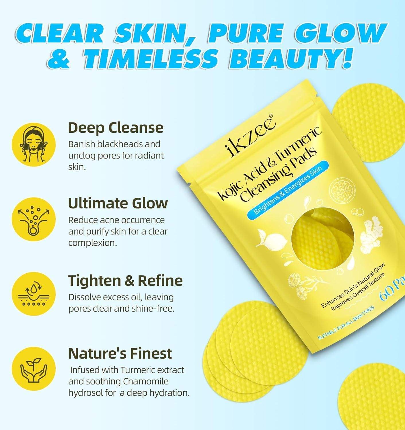 Turmeric Kojic Acid Cleansing Pads ⭐⭐⭐⭐⭐ 74995+ Reviews