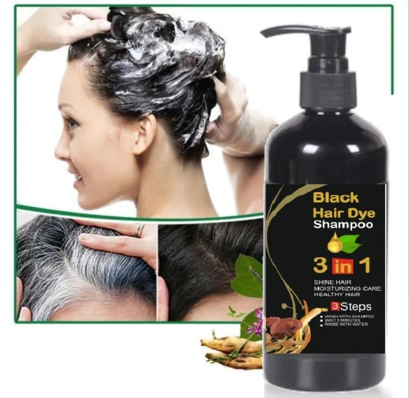 3-IN-1 BLACK HAIR DYE SHAMPOO (AYURVEDIC NO SIDE EFFECT)